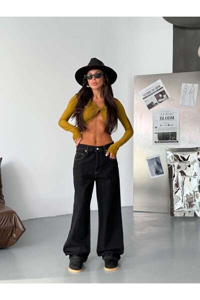 HerTon Women's Baggy Jean Trousers - Wide Leg 100% Cotton Regular Waist Loose...