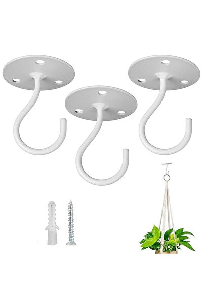 Arabest 3Pcs Iron Hooks,Ceiling Hooks,Clothes Hooks,Metal Heavy Duty Wall Hoo...