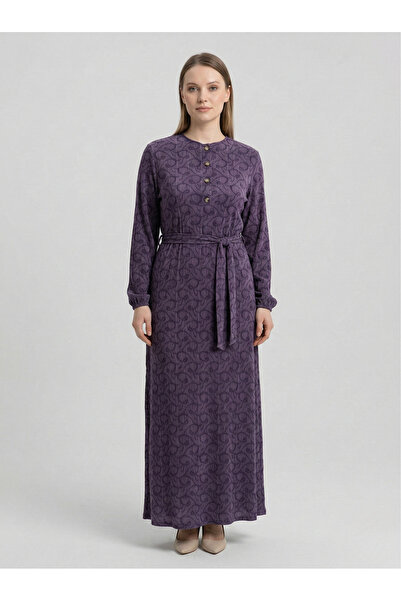 LARCH EXCLUSİVE KADIN SIFIR YAKA DÜĞME DETAYLI KUŞAKLI RAHAT KALIP UZUN BOY İ...