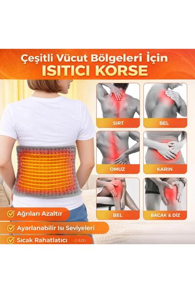 coofbe Zaman Ve Isı Ayarlı Kumandalı Elektrikli Isıtıcı Korse Isıtmalı Bel Ke...