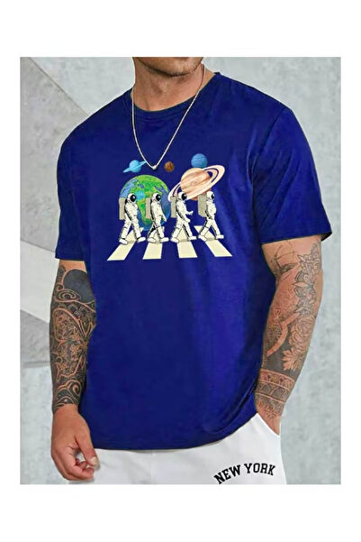 ZEMLİYA Унисекс тениска с принт „Астронавти“ – модерен стил