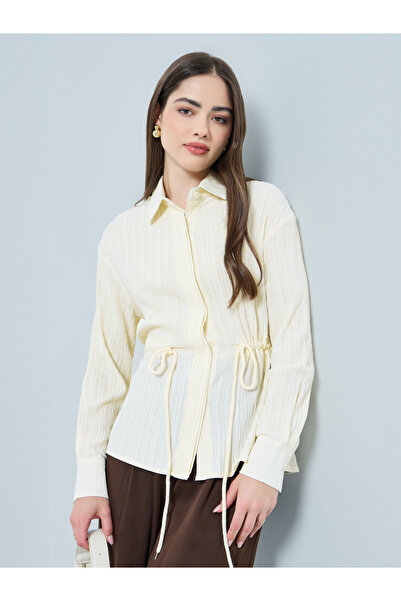 Styli White Long Sleeve Shirt with Drawstring Waist