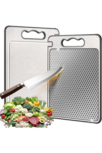 Arabest Stainless Steel Double Sided Cutting Board, Non Slip Chopping Board 1...