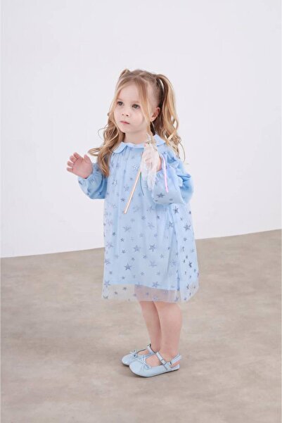 TINY BEAR فستان بناتي منقوش بنجوم