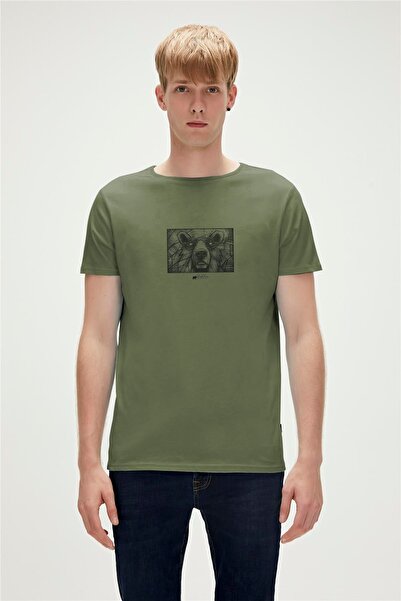 Bad Bear تي شيرت Wall Bear باللون الأخضر الفاتح للرجال مطبوع