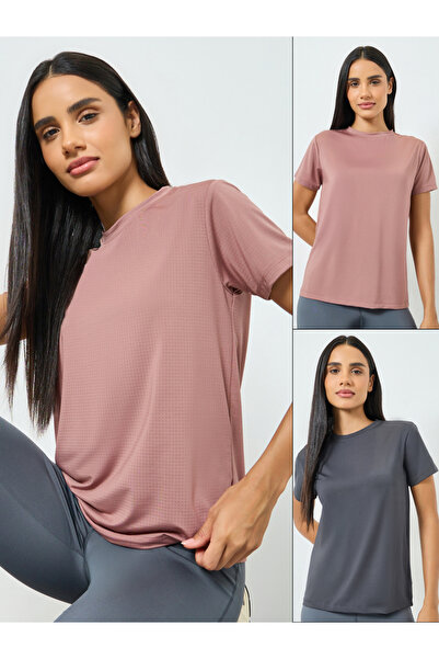 Styli Pack of 2 - Textured Basic Short Sleeve Top