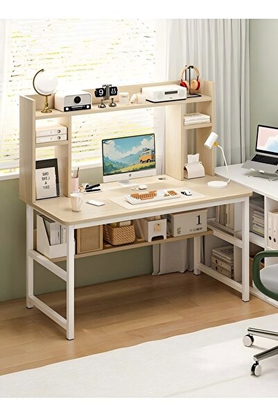 ZUIHAO طاولة دراسة مع رف كتب، طاولة ألعاب، طاولة كمبيوتر للمنزل والمكتب، 110×...