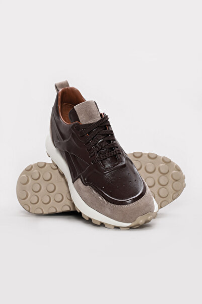 Ayakkabıhane Inside and Outside H Genuine Leather Brown Men's Sports S Sneake...