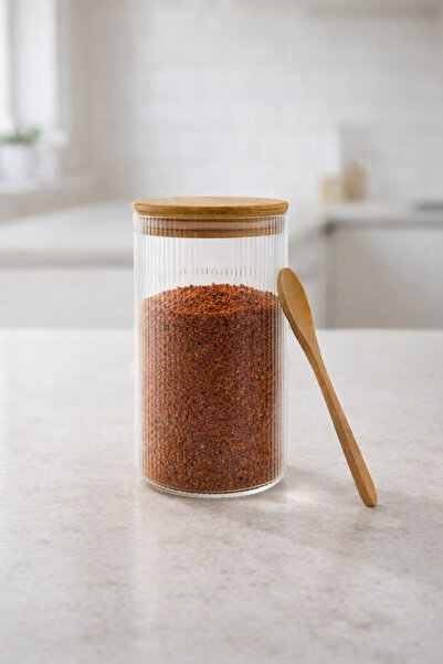 Kitchen Way Bamboo 300ml Sealed Round Jar with Lid and Spoon Kw-372E