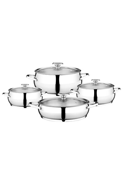 Akdeniz 8 Parça Çelik Merkür Set Metal Kulplu