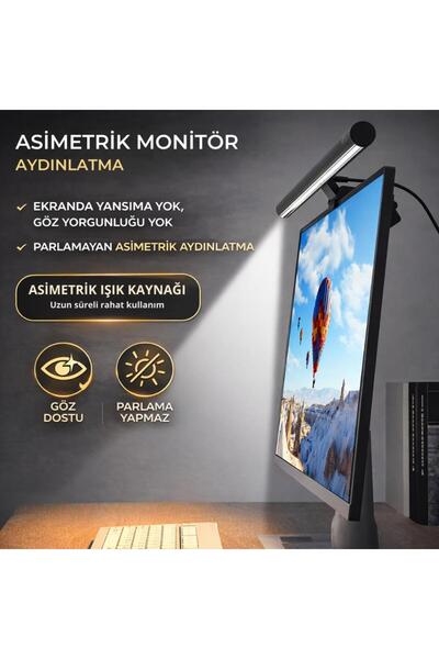 coofbe Alüminyum 50CM Ayarlanabilir Led Monitör Işığı Lambası İ-Wok Kademeli Parlaklık Ayarlı PC Ekr