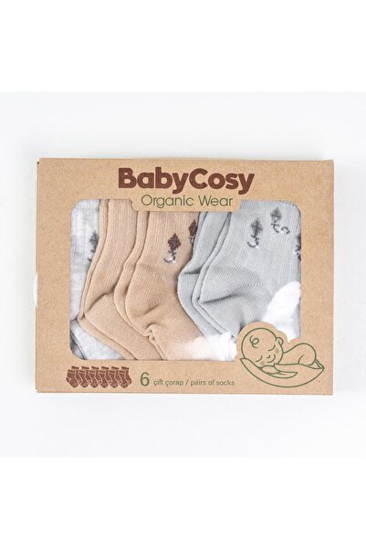 BabyCosy Organic Wear CSYC1010 Bebek 6'lı Çorap %100 Organik Pamuk Bebek - Ye...