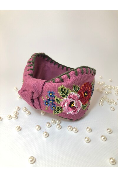 LiewensStyle Handmade, Cross-Stitch Embroidered, Headband, Crown, Floral, Cro...