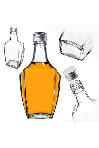 KADAX Sticlă de sticlă pentru lichior, 250 ml, cu capac argintiu, 1 buc.