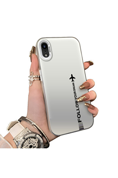 ucuc iPhone Xr Compatible Hard Acrylic Back Silicone Edge Lens Protection Case