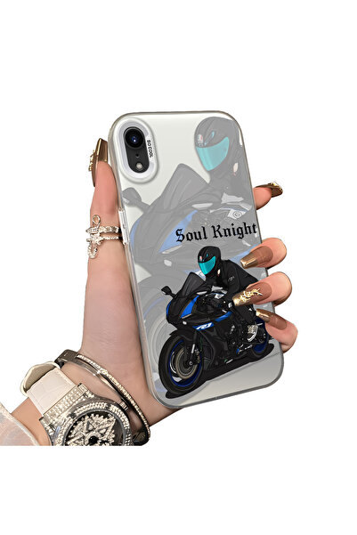 ucuc iPhone Xr Compatible Hard Acrylic Back Silicone Edge Lens Protection Case