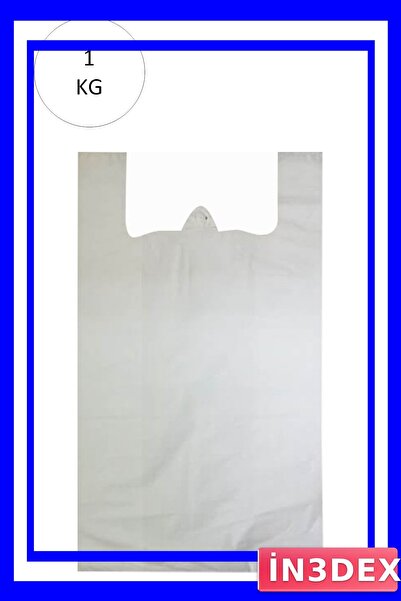 İN3DEX Beyaz Atlet Poşet Büyük Boy 32x57 cm Takriben 72 Adet 1 Kg