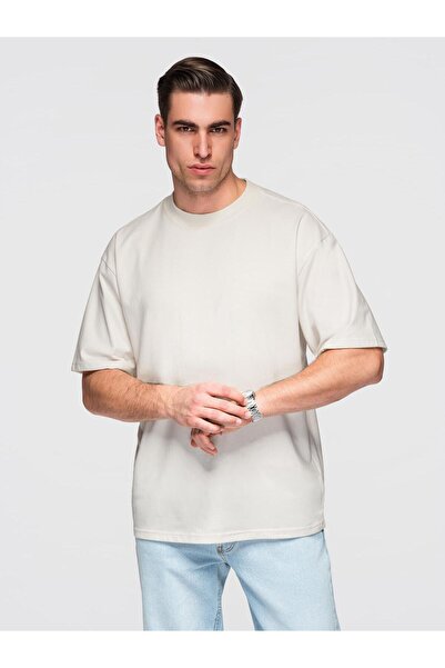 OMBRE Herren T-Shirt Baumwolle Locker OM-TSBC-0267 Off white