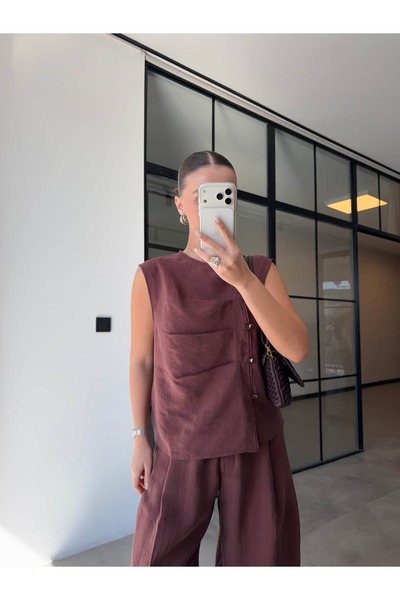 BB Bensu Buyruk ΣΕΤ ΜΠΛΟΥΖΑΚΙ ΚΑΙ ΠΑΝΤΕΛΟΝΙ ΜΕ ΛΕΠΤΟΜΕΡΕΙΑ ΚΟΥΜΠΙΑ ΣΤΟ ΠΛΑΪ