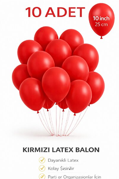 BKMC PARTY 10 Adet Latex Balon 10 İnç Parti Balonu Doğum Günü Süsleme Balonu