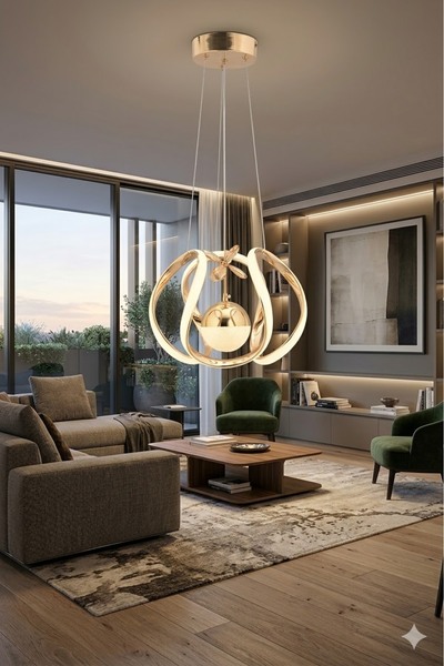 Luxira Aydınlatma Bigi Gold Üç Renk Lüx Ledli Modern Led Avize
