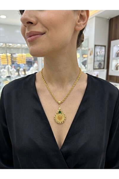 aytekgold 8 Ayar Çeyrek Altınlı Halat Zincirli Kolye