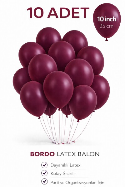 BKMC PARTY 10 Adet Latex Balon 10 İnç Parti Balonu Doğum Günü Süsleme Balonu