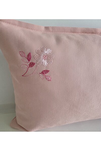 Fabric by Gülçin KOTON DUCK İPEK İPLİK NAKIŞLI PEMBE DİKDÖRTGEN ÇİÇEK NAKIŞ İ...