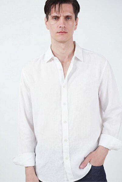 GIESTO Oversized Drapey White Modal Shirt