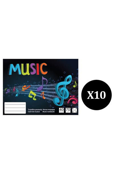OEM 10 x Caiete de Muzica cu Coperta Neagra & Note Muzicale - 40 File
