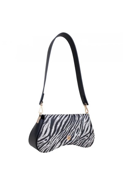 dukidasoturkiye Gold Buckled Zebra Patterned Women's Shoulder Bag Baguette Model