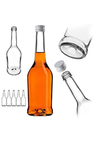 KADAX Sticlă de sticlă pentru lichior, 500 ml, cu capac alb, 5 buc.