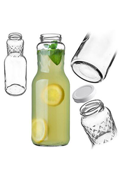 KADAX Sticlă de suc, 1L, cu capac alb, 1 bucată