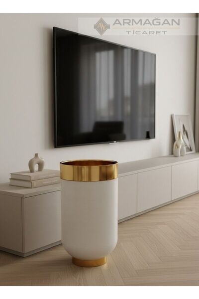 Armağan DARBUKA YER SAKSISI 40-70CM-Beyaz-Gold