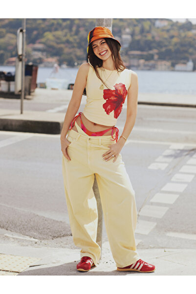 Koton bumbac bucăți cu detaliu la buzunar Pantaloni blugi confortabili croial...