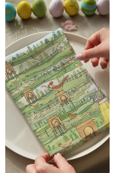 Markaev مجموعة مناديل عيد الفصح من إيستر فيليدج، قطن قطعة، كل منها مكون من 4 ...