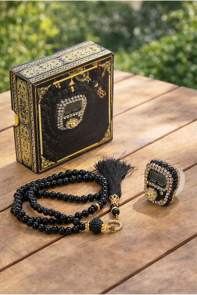 ihvan online Cadou Mevlüt Zikirmatik cu model Kaaba, cutie cu perle și piatră...