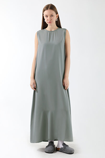 ZÜLAYS Sıfır Kol Uzun İçlik Elbise Gri