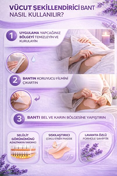 xolo Lavanta Özlü Vücut Şekillendirici Bant Göbek Bandı 5 Adet Karın Bel Sıkılaştırıcı Yağ Bandı