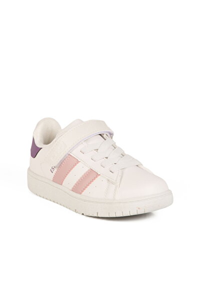 Cool Beyaz Pudra Cırtlı Kız Çocuk Sneaker