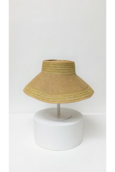 Mollycrush Γυναικείο ψάθινο καπέλο Camel με Με γκλίτερ λωρίδες |   Καλοκαιριν...