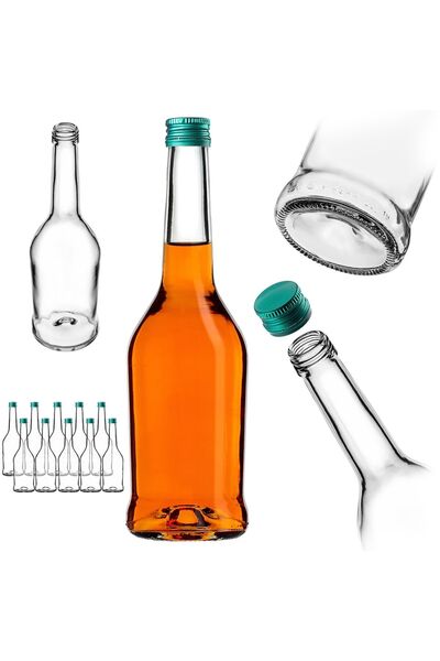 KADAX Sticlă de sticlă pentru lichior, 500 ml, cu capac verde, 10 buc.