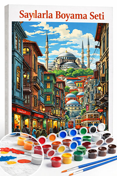 Aren Design Sayılarla Boyama Çerçeveli Hobi Seti Numaralı Tuval Fırça Boya Da...
