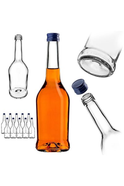 KADAX Sticlă de sticlă pentru lichior, 500 ml, cu capac bleumarin, 10 buc.