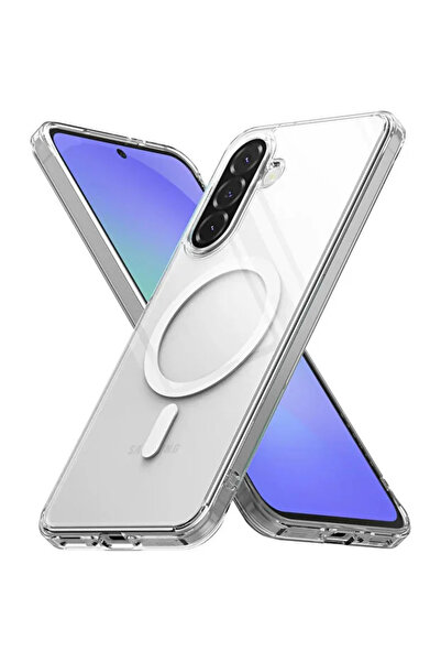 QUSCHU Samsung Galaxy A36 Uyumlu Magsafe Özellikli Şeffaf Sararmaz Sert Mika ...