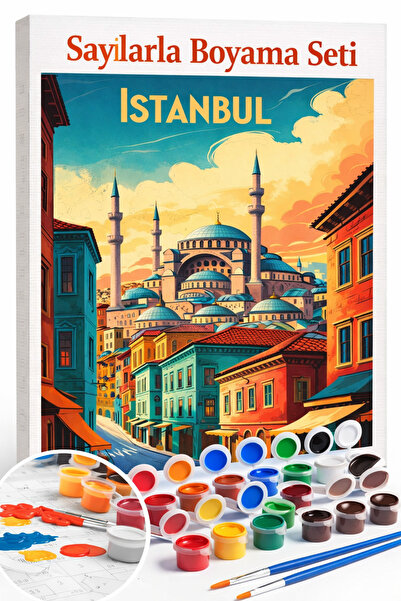 Aren Design Sayılarla Boyama Çerçeveli Hobi Seti Numaralı Tuval Fırça Boya Da...