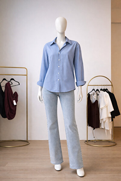 BUSEM Çizgili mavi gömlek