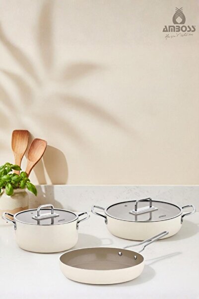 Amboss Sera Nova Maxi 5 Piece Ceramic Pot & Pan Set Latte