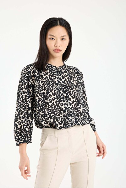 Weepend Kadın Hakim Yaka Desenli Viskon Gömlek