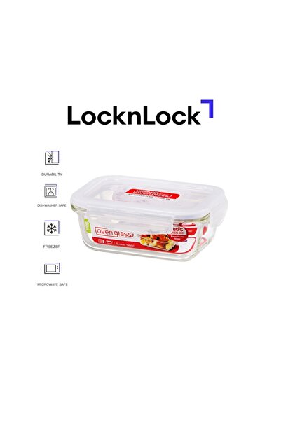 locknlock 380ml Borosilicate Glass Rectangle Container, Airtight Lid, Oven, M...